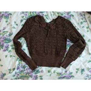 1930s Brown Crochet Women's Sweater